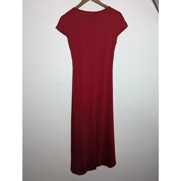 Max Studio Textured Dress Striped Asymmetrical Ruched Side Red SZ S - Picture 5 of 5